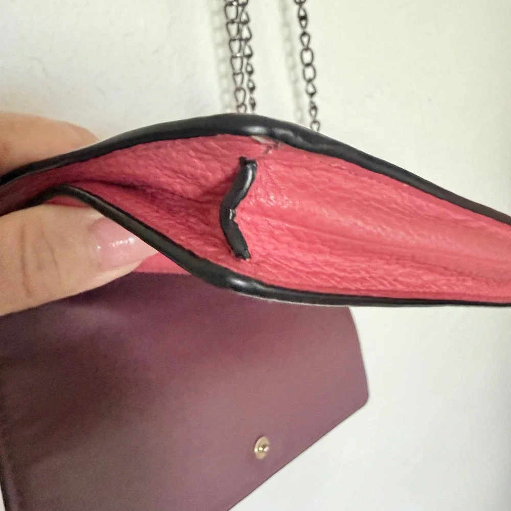 Coach Deep‎ Pink Anna Foldover Pebbled Leather Horse & Carriage Crossbody Clutch